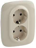 Розетка с заземлением Legrand Valena Allure 1-м. 2 мод. шторки слоновая кость картинка